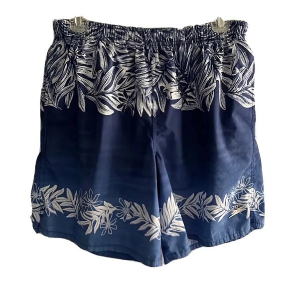 Speedo Blue Tropical Print Swim Trunks Size M - Picture 1 of 10